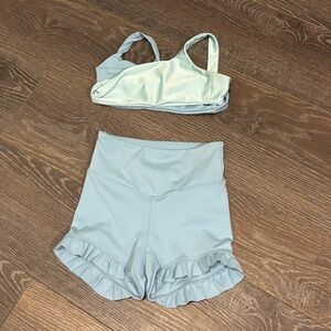 Light Blue Dance Set with Ruffle Shorts